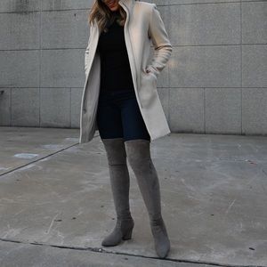 Thigh high grey boots